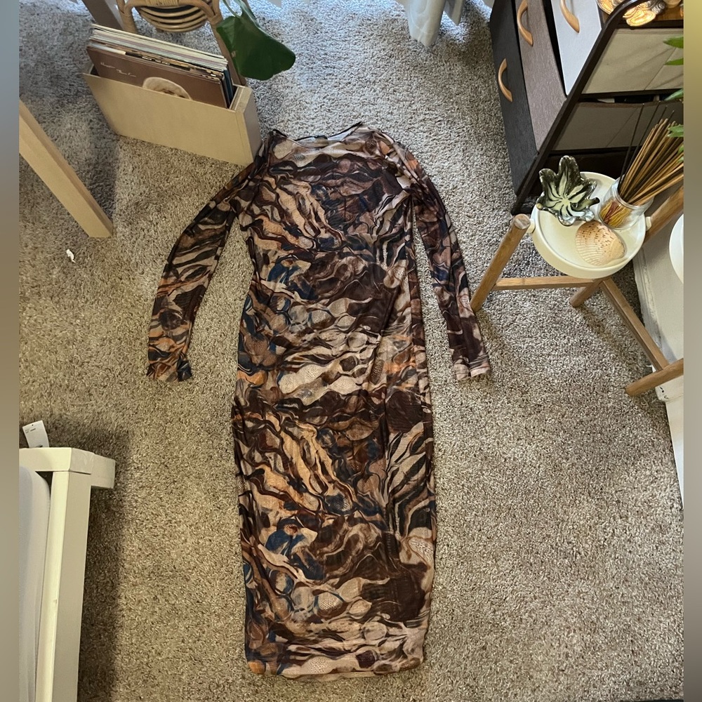 IconSwin See Through Neutral Multi-Colored Dress
